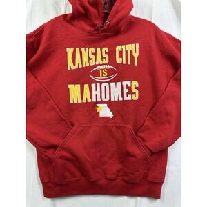 Kansas City is Mahomes Jerzees Chiefs Pullover Hoodie long sleeves SZ M Medium‎